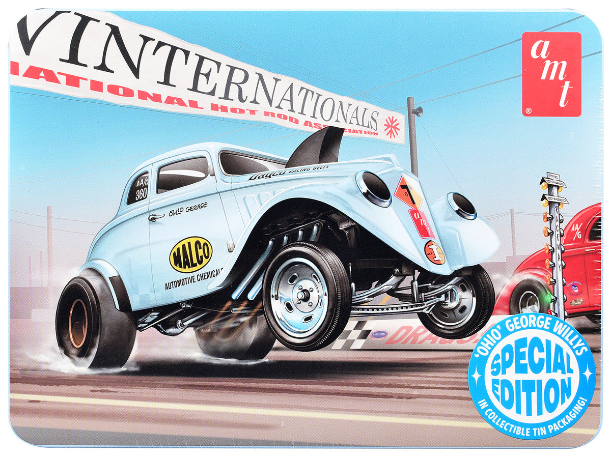 Skill 2 Model Kit 1933 Willys Gasser "Ohio George" with Collectible Tin Packaging 1/25 Scale Model by AMT-3