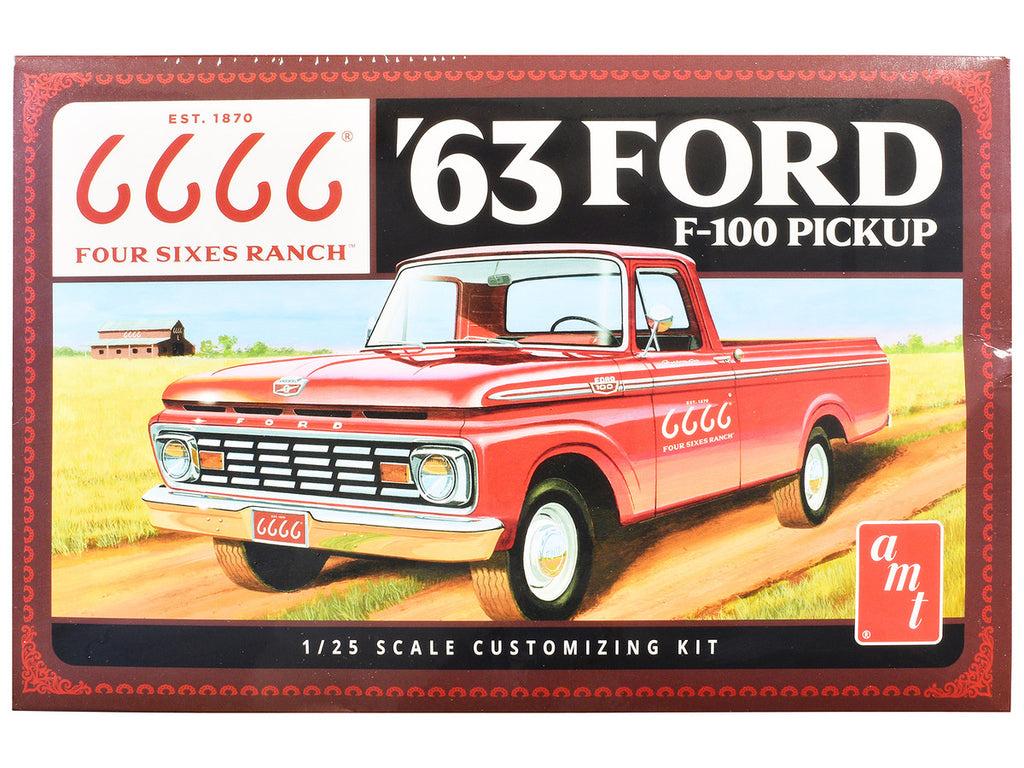 Skill 2 Model Kit 1963 Ford F-100 Pickup Truck "Four Sixes Ranch" 3-in-1 Kit 1/25 Scale Model by AMT-0