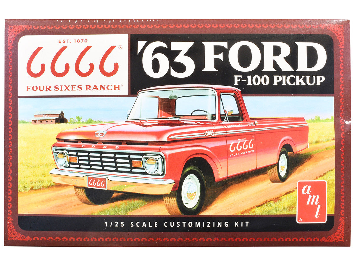 Skill 2 Model Kit 1963 Ford F-100 Pickup Truck "Four Sixes Ranch" 3-in-1 Kit 1/25 Scale Model by AMT-0
