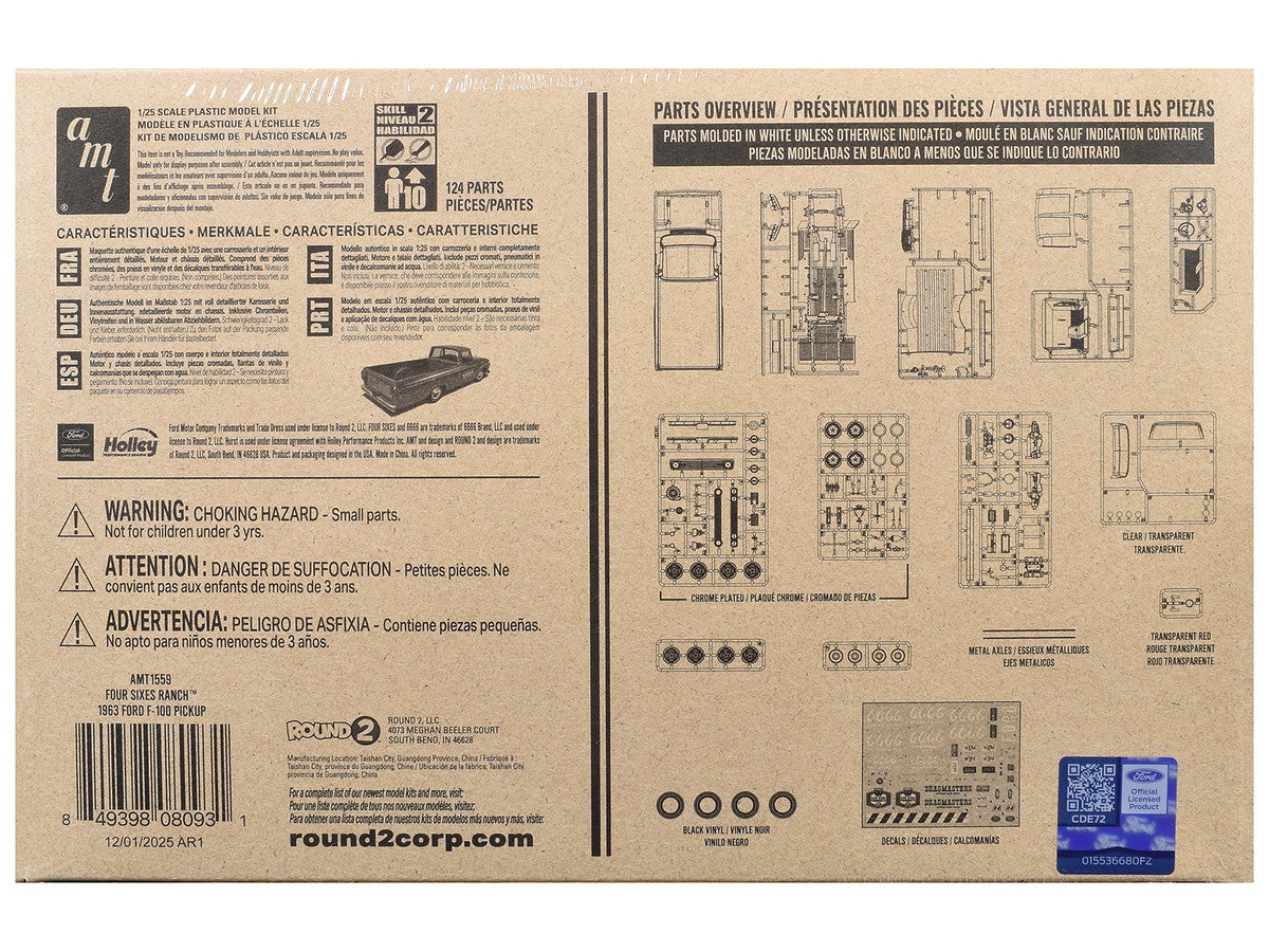 Skill 2 Model Kit 1963 Ford F-100 Pickup Truck "Four Sixes Ranch" 3-in-1 Kit 1/25 Scale Model by AMT-3