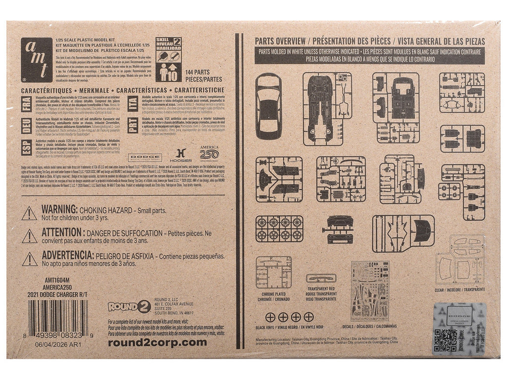 Skill 2 Model Kit 2021 Dodge Charger R/T "America 250" 1/25 Scale Model by AMT-3