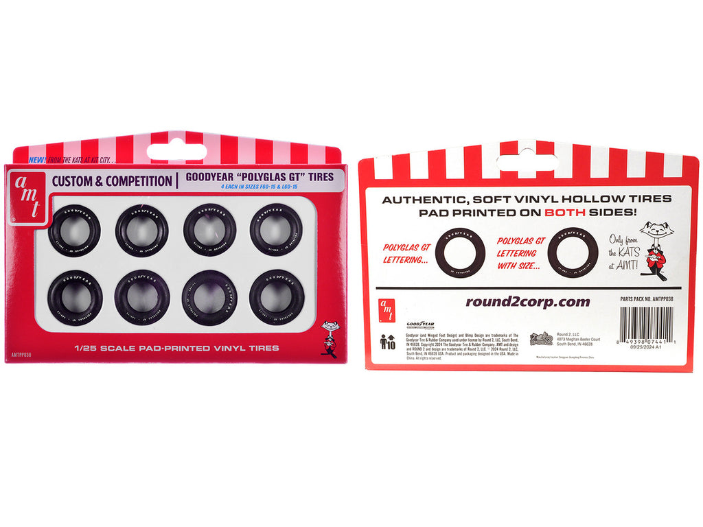 Model Kit "Goodyear Polyglas GT" Tires Set of 8 Pieces for 1/25 Scale Models by AMT-2