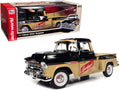 1957 Chevrolet 3100 Stepside Pickup Truck Black and Tan with Graphics "Leinenkugle's Beer The Pride of Chippewa Falls" 1/18 Diecast Model by Auto World-0