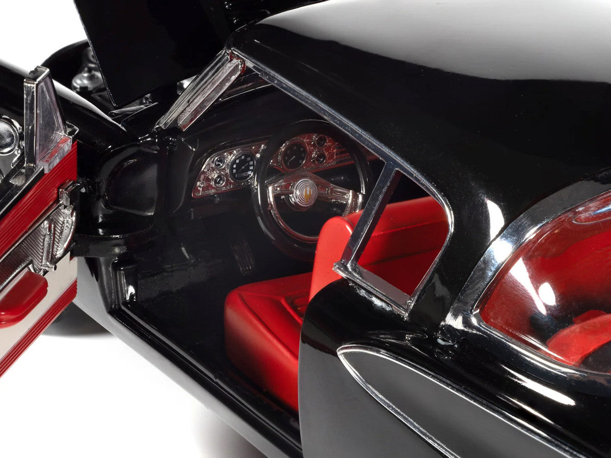 1957 Studebaker Golden Hawk Midnight Black with Red Interior 1/18 Diecast Model by Auto World-3