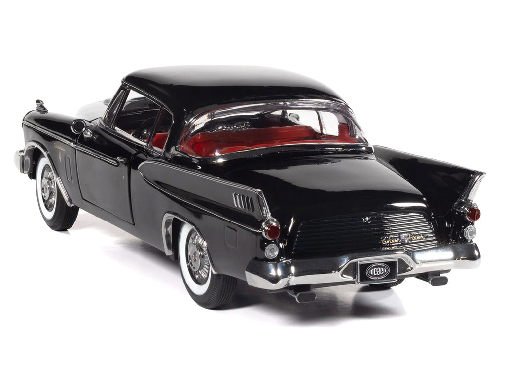 1957 Studebaker Golden Hawk Midnight Black with Red Interior 1/18 Diecast Model by Auto World-0