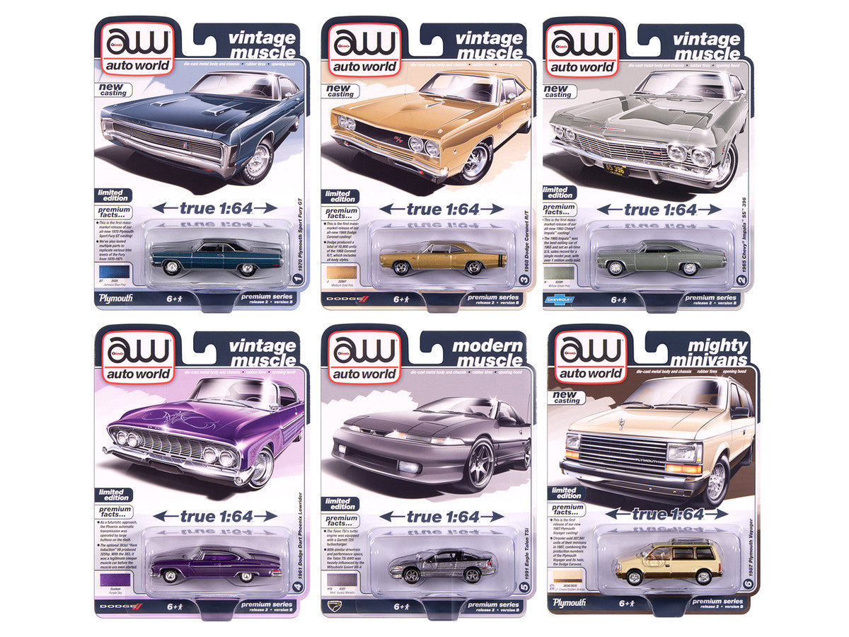 Auto World Premium 2025 Release 2 Set B of 6 pieces 1/64 Diecast Model Cars by Auto World-0
