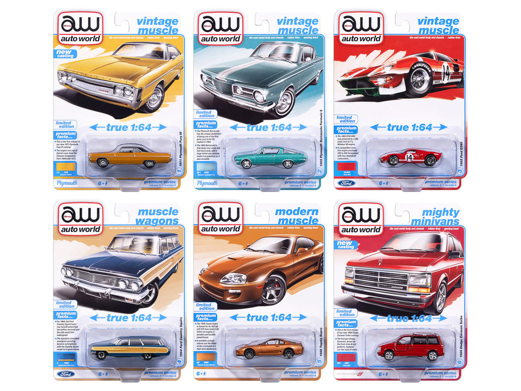 Auto World Premium 2025 Release 3 Set A of 6 pieces 1/64 Diecast Model Cars by Auto World-0