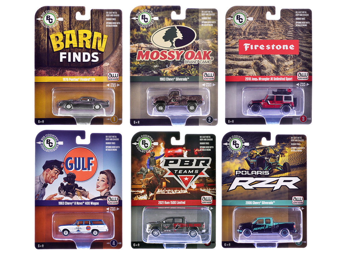 Big Country Collectibles 2025 Release 1 Set of 6 pieces 1/64 Diecast Model Cars by Auto World-1