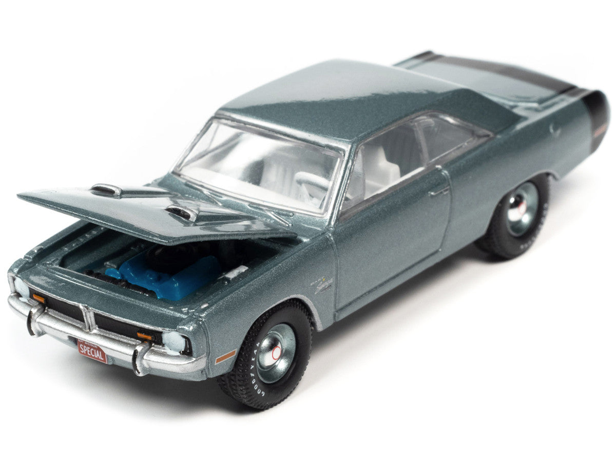 1971 Dodge Dart Swinger 340 Special Light Gunmetal Gray Metallic with Black Tail Stripe "Vintage Muscle" Limited Edition 1/64 Diecast Model Car by Auto World-1