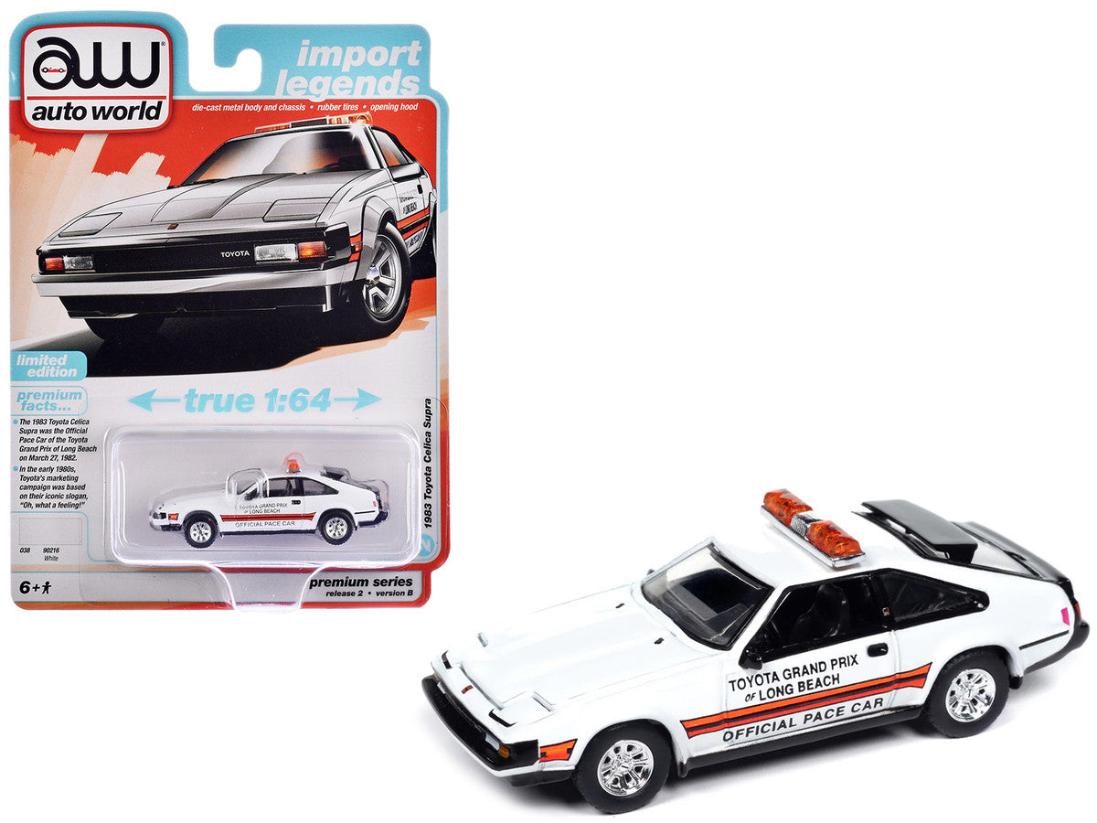 1983 Toyota Celica Supra "Toyota Grand Prix of Long Beach Official Pace Car" White "Import Legends" Series 1/64 Diecast Model Car by Auto World-2