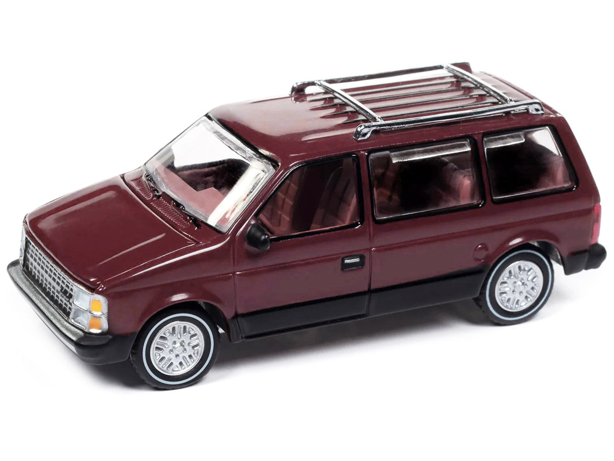 1985 Dodge Caravan Van Crimson Red and Black "Mighty Minivans" Series 1/64 Diecast Model Car by Auto World-1