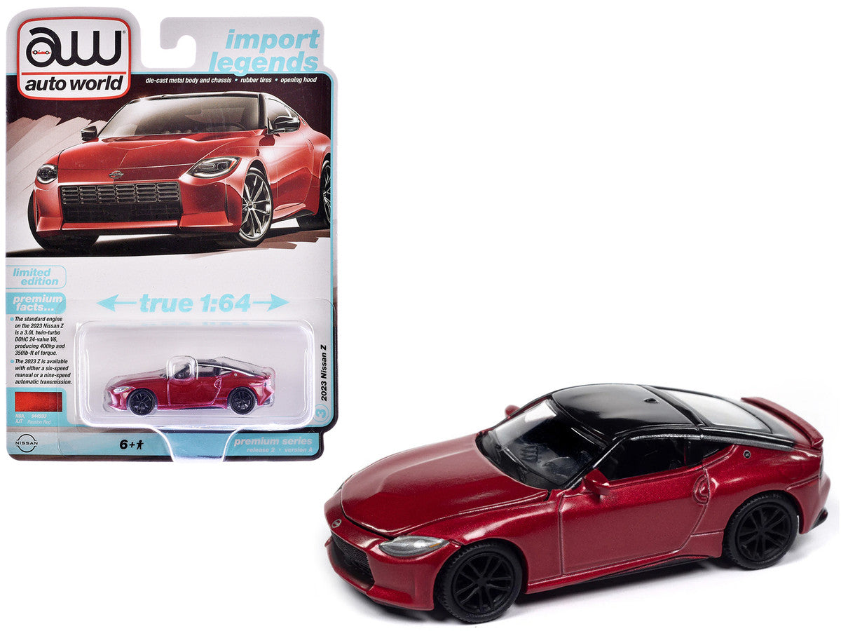 2023 Nissan Z Passion Red Metallic with Black Top "Import Legends" Series 1/64 Diecast Model Car by Auto World-2