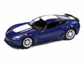 2018 Chevrolet Corvette Grand Sport Admiral Blue with White Stripe "Sports Cars" Series 1/64 Diecast Model Car by Auto World-0