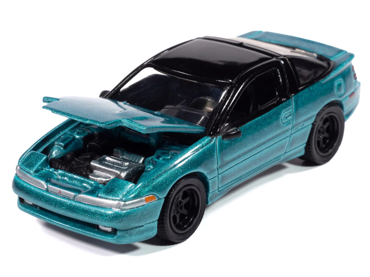 1991 Mitsubishi Eclipse GSX Tennessee Blue Metallic with Black Top "Import Legends" Series 1/64 Diecast Model Car by Auto World-0