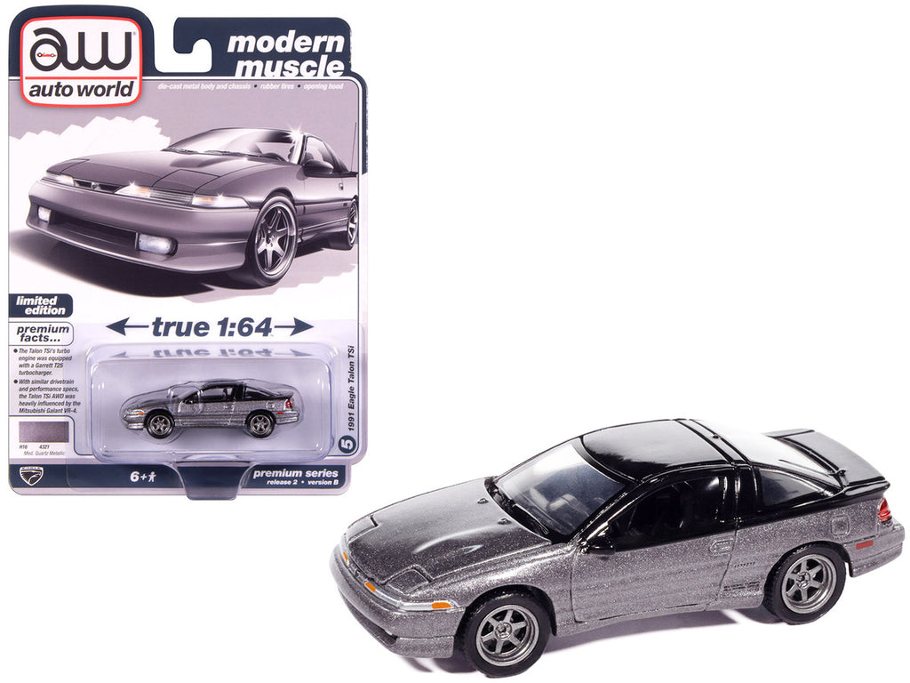 1991 Eagle Talon TSi Medium Quartz Metallic with Black Top "Modern Muscle" Series 1/64 Diecast Model Car by Auto World-2