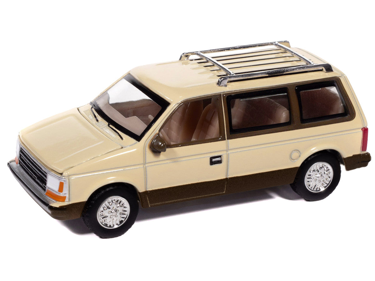 1987 Plymouth Voyager Van Light Cream and Golden Bronze Metallic 2-Tone "Mighty Minivans" Series 1/64 Diecast Model Car by Auto World-1