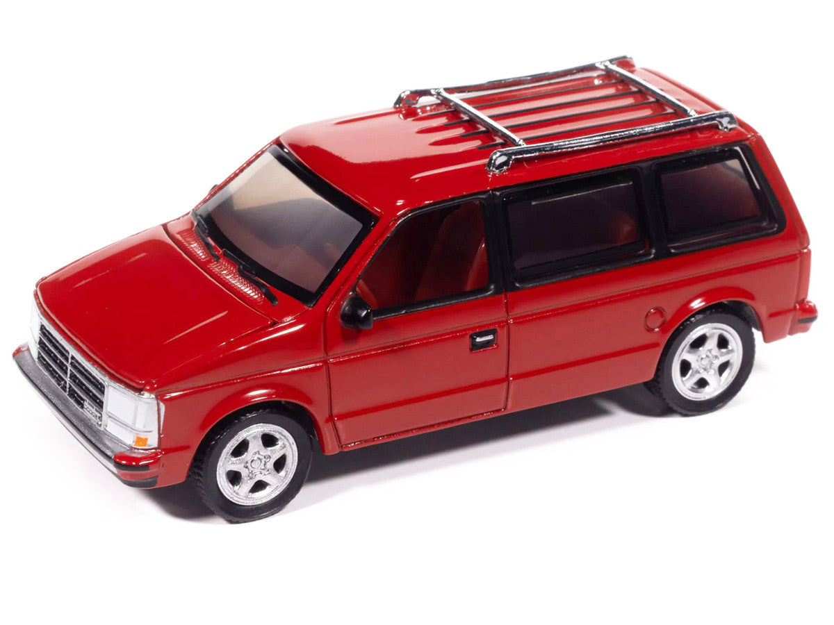 1989 Dodge Caravan Turbo Van Flash Red "Mighty Minivans" Series 1/64 Diecast Model Car by Auto World-0