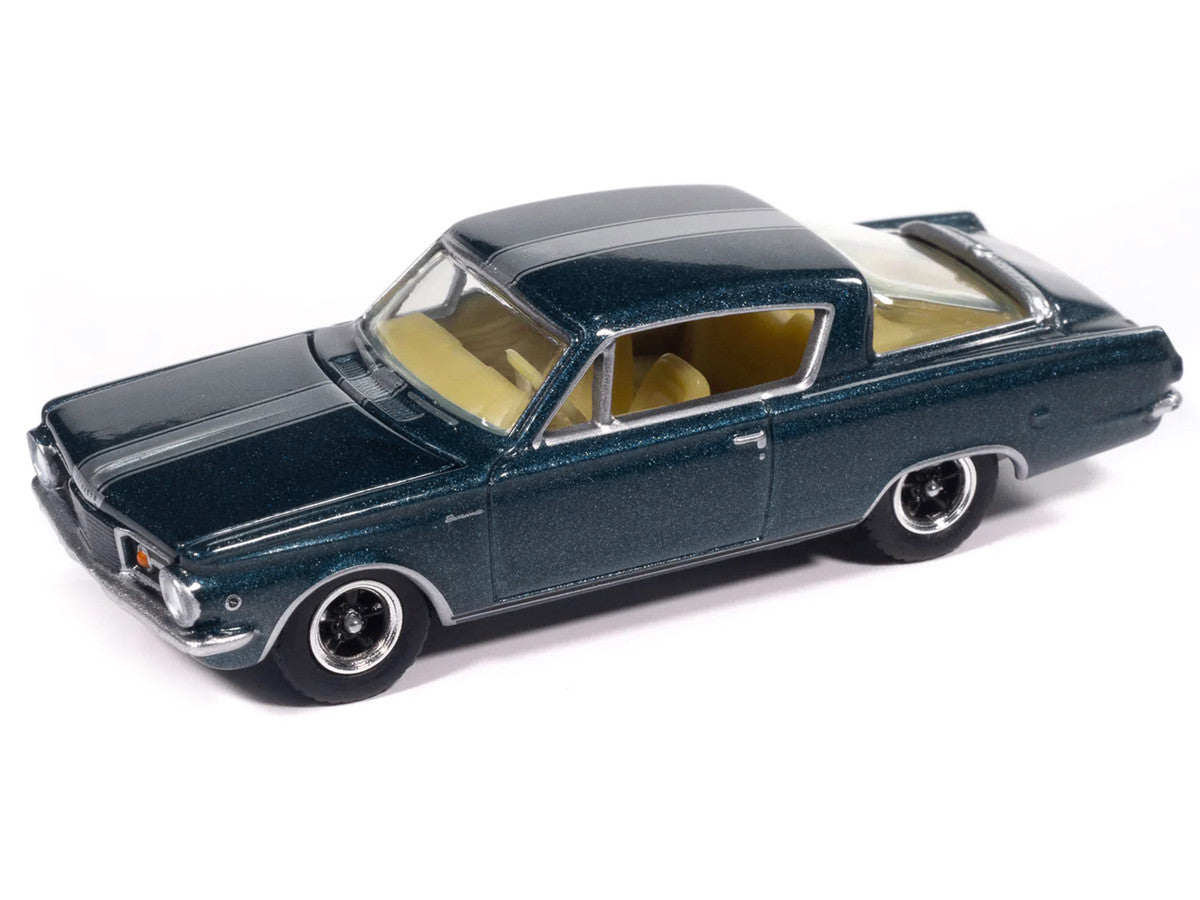 1965 Plymouth Barracuda Formula S Dark Blue Metallic with Silver Stripe "Vintage Muscle" Series 1/64 Diecast Model Car by Auto World-0