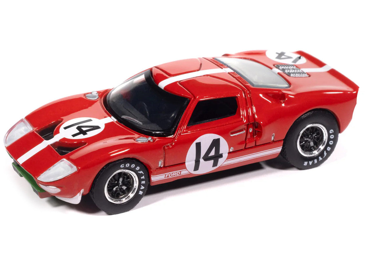 1965 Ford GT40 #14 Red with White Stripes "Vintage Muscle" Series 1/64 Diecast Model Car by Auto World-1