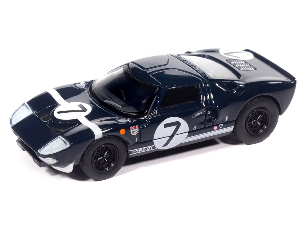 1965 Ford GT40 #7 Blue Black with White Stripes "Vintage Muscle" Series 1/64 Diecast Model Car by Auto World-1