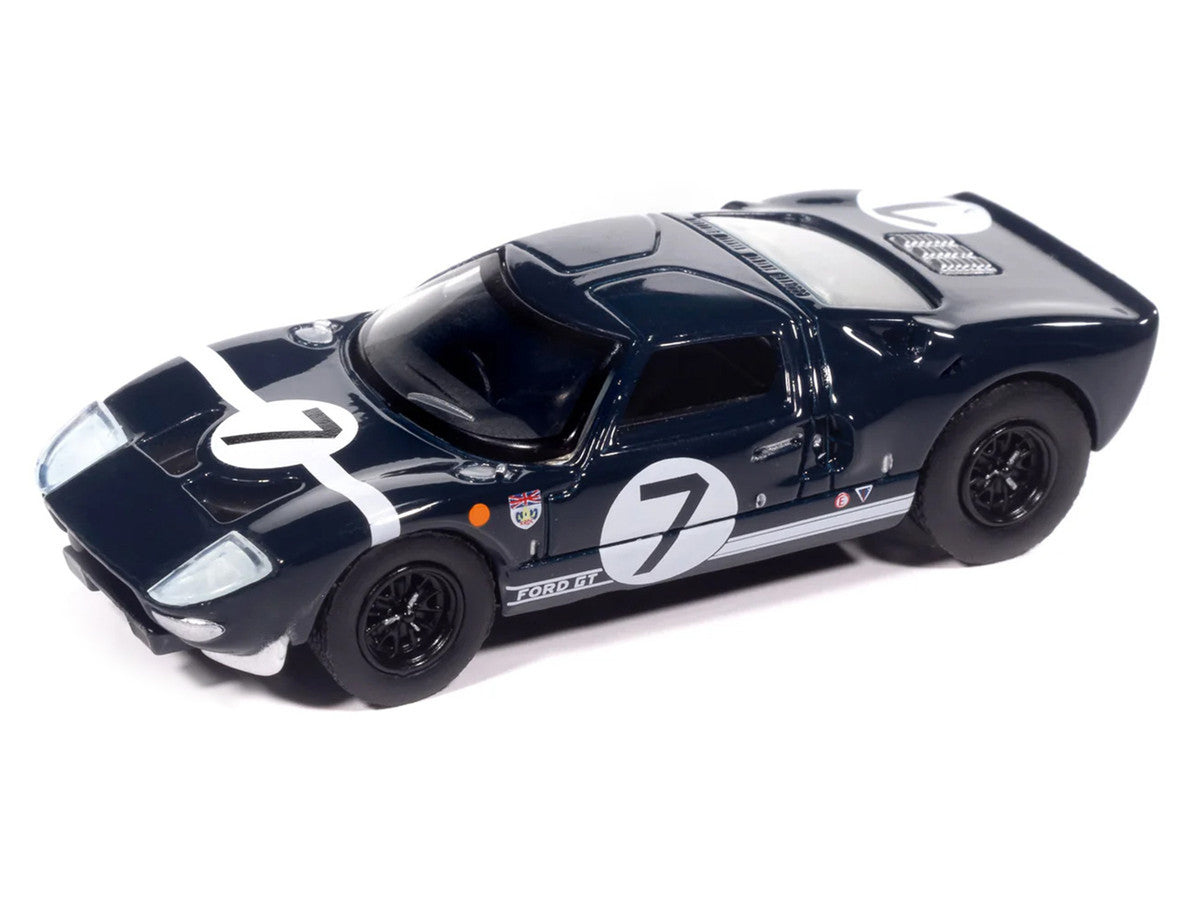 1965 Ford GT40 #7 Blue Black with White Stripes "Vintage Muscle" Series 1/64 Diecast Model Car by Auto World-1