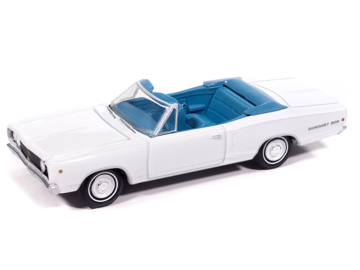 1968 Dodge Coronet 500 Convertible White with Blue Interior "Vintage Muscle" Series 1/64 Diecast Model Car by Auto World-1