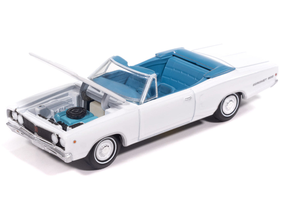 1968 Dodge Coronet 500 Convertible White with Blue Interior "Vintage Muscle" Series 1/64 Diecast Model Car by Auto World-2