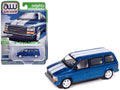 1989 Plymouth Voyager Turbo Van Daytona Blue Metallic with White Stripes and Interior "Mighty Minivans" Series 1/64 Diecast Model Car by Auto World-0