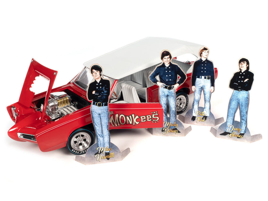 Monkeemobile Red with White Top and Interior "The Monkees" with Four Monkees Figure Cutouts "Silver Screen Machines" Series 1/18 Diecast Model Car by Auto World-2