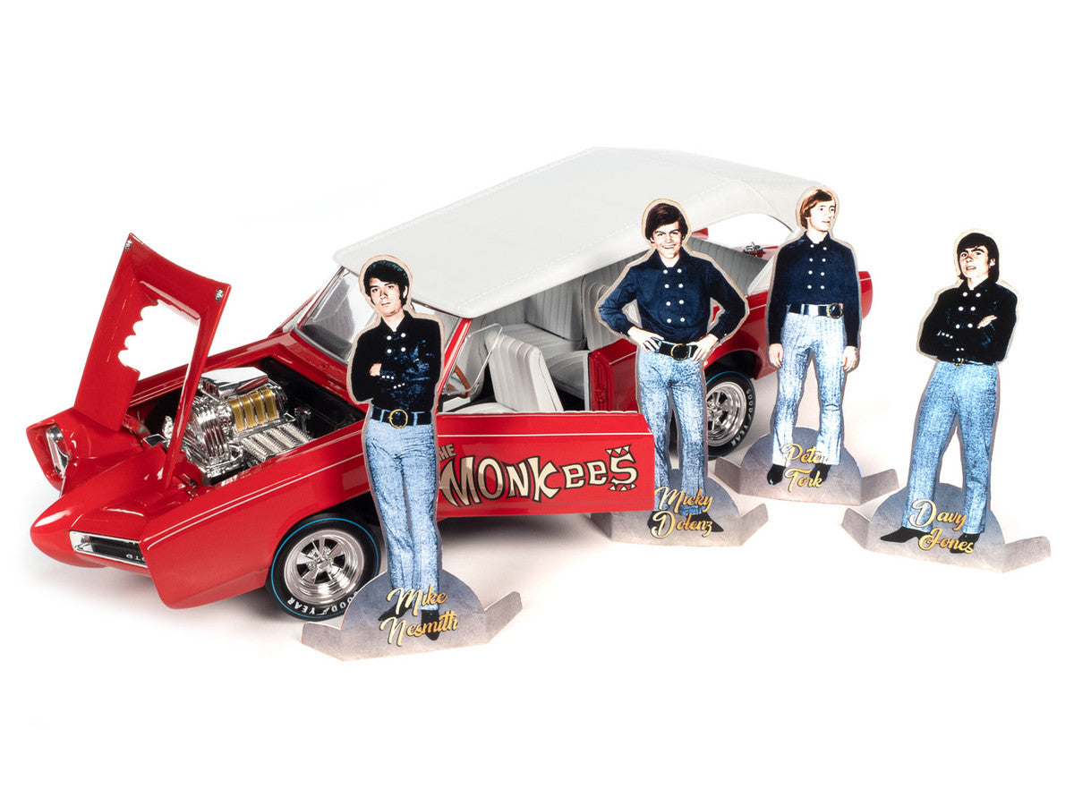 Monkeemobile Red with White Top and Interior "The Monkees" with Four Monkees Figure Cutouts "Silver Screen Machines" Series 1/18 Diecast Model Car by Auto World-2
