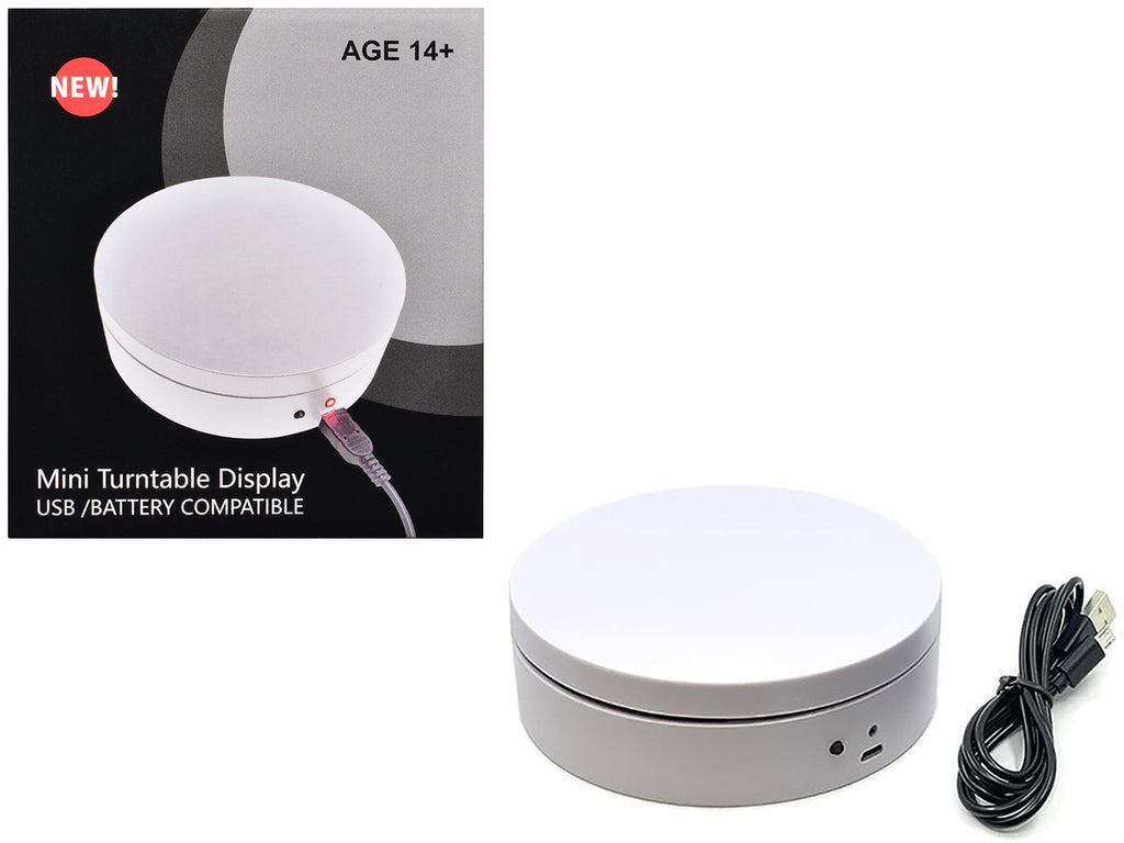 Mini Turntable Rotating Display Stand 4.75" with White Base for 1/64 Scale Model Cars-2