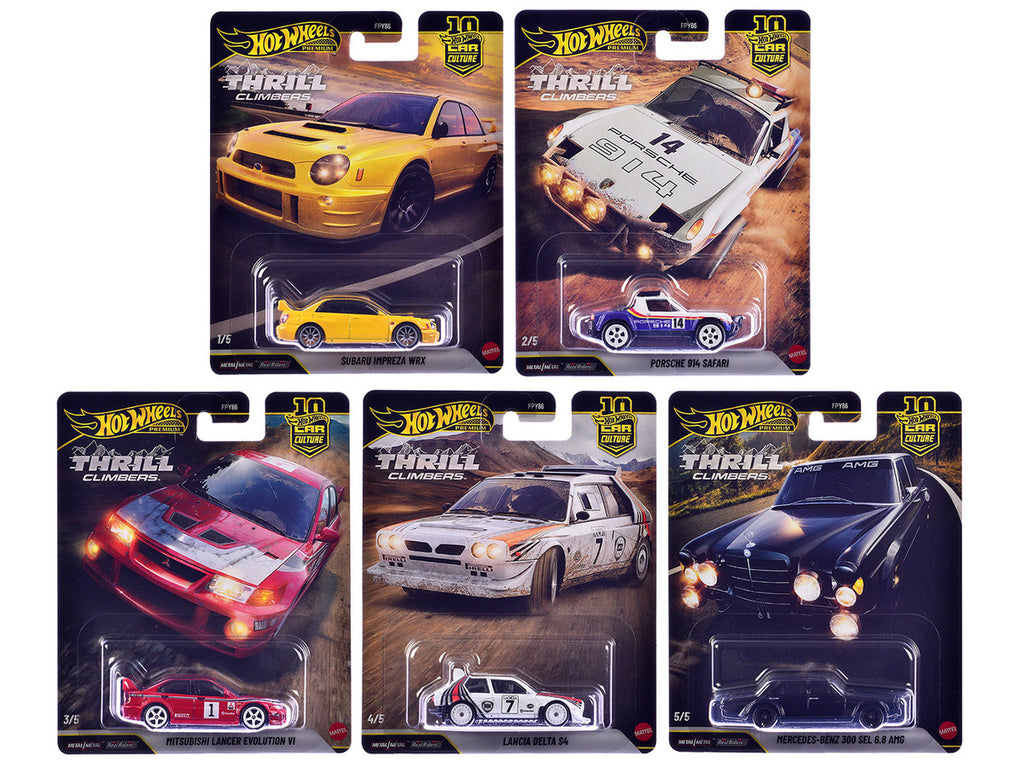 "Thrill Climbers" 5 piece Set "Car Culture 10th Anniversary" 2025 Series Q Diecast Model Cars by Hot Wheels-1