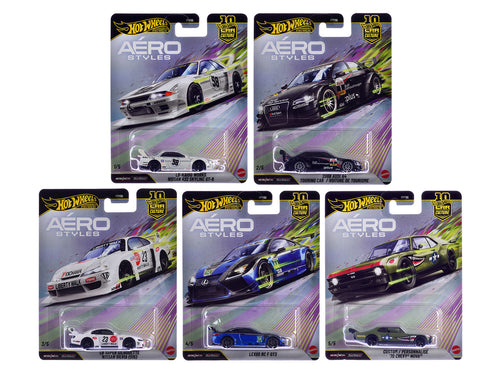 "Aero Styles" 5 piece Set "Car Culture 10th Anniversary" 2026 Series U Diecast Model Cars by Hot Wheels-1