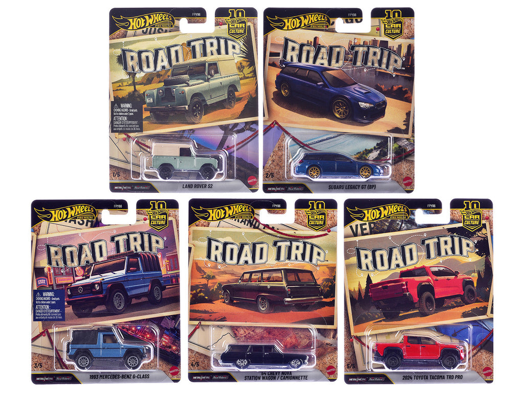 "Road Trip" 5 piece Set "Car Culture 10th Anniversary" Series V Diecast Model Cars by Hot Wheels-1