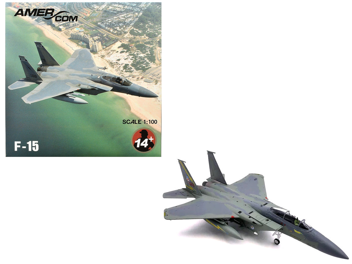 McDonnell Douglas F-15A Eagle Aircraft "Spittin Kittens 5th Fighter-Interceptor Squadron Tactical Air Command Minot AFB" (1985) United States Air Force 1/100 Diecast Model Airplane-0