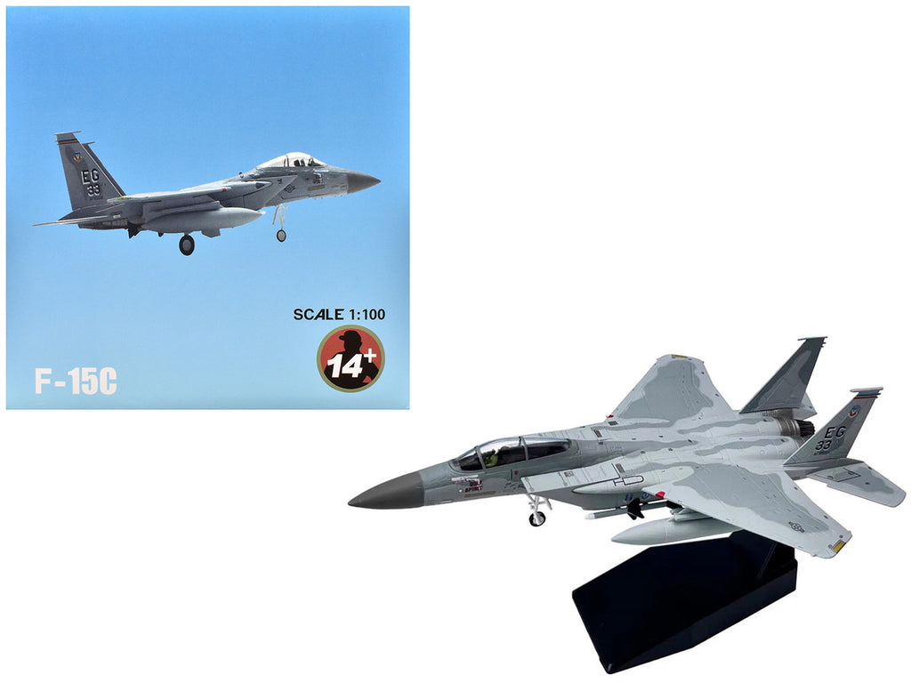 McDonnell Douglas F-15C Eagle Aircraft "MiG Killer Gulf Spirit 58th Tactical Fighter Squadron 33rd Tactical Fighter Wing Desert Storm" (1991) United States Air Force 1/100 Diecast Model Airplane-0