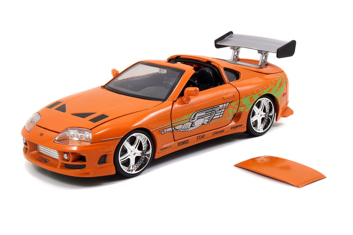 Model Kit Toyota Supra Metallic Orange with Brian Diecast Figure "Fast & Furious" Movie "Build N' Collect" 1/24 Diecast Model Car by Jada-2