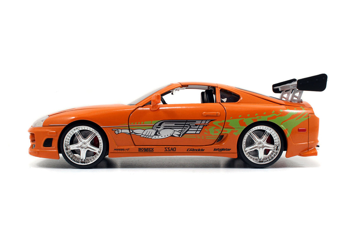 Model Kit Toyota Supra Metallic Orange with Brian Diecast Figure "Fast & Furious" Movie "Build N' Collect" 1/24 Diecast Model Car by Jada-3