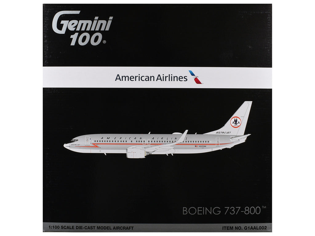 Boeing 737-800 Commercial Aircraft "American Airlines - American Heritage Jet" (N905NN) Silver with Red Stripes "Gemini 100" Series 1/100 Diecast Model Airplane by GeminiJets-2