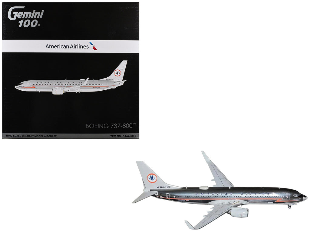 Boeing 737-800 Commercial Aircraft "American Airlines - American Heritage Jet" (N905NN) Silver with Red Stripes "Gemini 100" Series 1/100 Diecast Model Airplane by GeminiJets-0