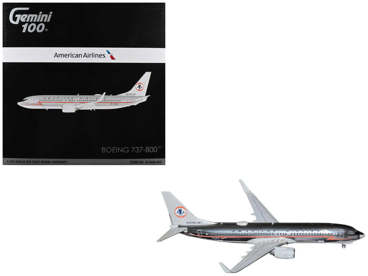 Boeing 737-800 Commercial Aircraft "American Airlines - American Heritage Jet" (N905NN) Silver with Red Stripes "Gemini 100" Series 1/100 Diecast Model Airplane by GeminiJets-0