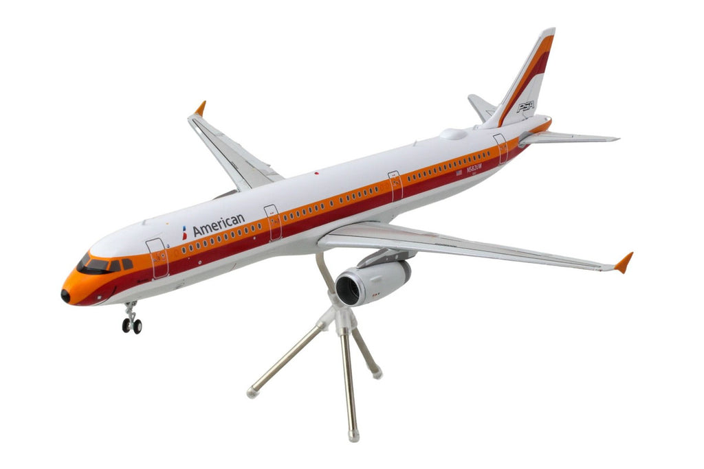 Airbus A321 Commercial Aircraft "American Airlines - PSA" (N582UW) White with Red and Orange Stripes "Gemini 200" Series 1/200 Diecast Model Airplane by GeminiJets-1