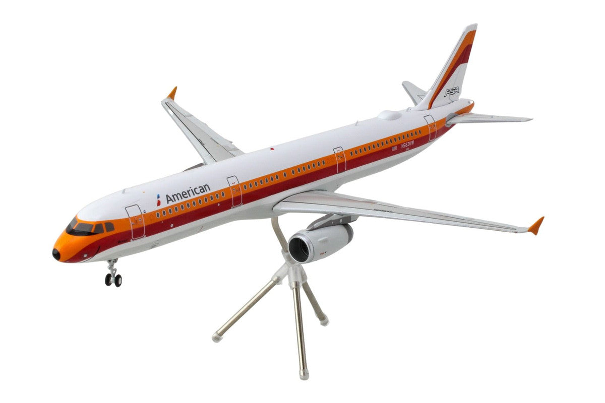 Airbus A321 Commercial Aircraft "American Airlines - PSA" (N582UW) White with Red and Orange Stripes "Gemini 200" Series 1/200 Diecast Model Airplane by GeminiJets-1