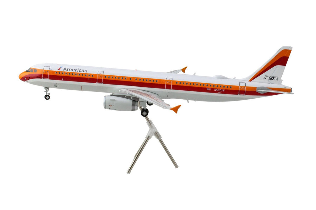 Airbus A321 Commercial Aircraft "American Airlines - PSA" (N582UW) White with Red and Orange Stripes "Gemini 200" Series 1/200 Diecast Model Airplane by GeminiJets-2