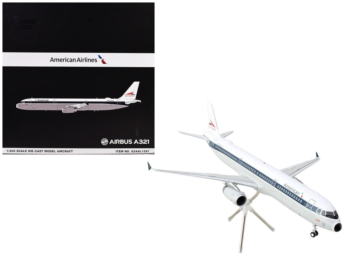Airbus A321 Commercial Aircraft "American Airlines - Allegheny" (N579UW) White with Blue Stripes "Gemini 200" Series 1/200 Diecast Model Airplane by GeminiJets-0