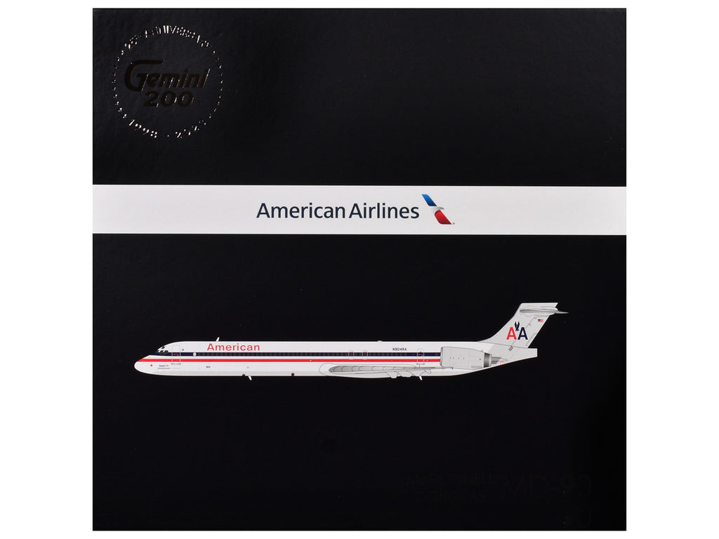McDonnell Douglas MD-90 Commercial Aircraft "American Airlines" (N904RA) White with Red and Blue Stripes "Gemini 200" Series 1/200 Diecast Model Airplane by GeminiJets-2