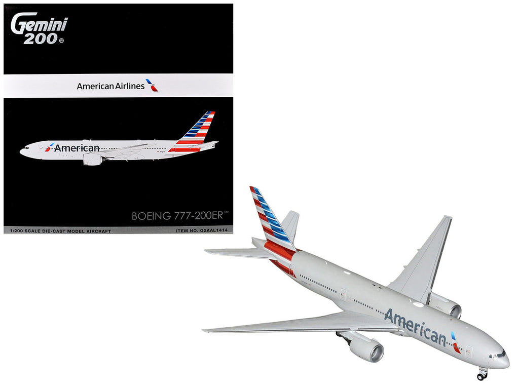 Boeing 777-200ER Commercial Aircraft "American Airlines" (N788AN) Silver with Striped Tail "Gemini 200" 1/200 Diecast Model Airplane by GeminiJets-0