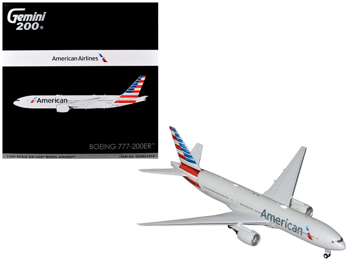 Boeing 777-200ER Commercial Aircraft "American Airlines" (N788AN) Silver with Striped Tail "Gemini 200" 1/200 Diecast Model Airplane by GeminiJets-0