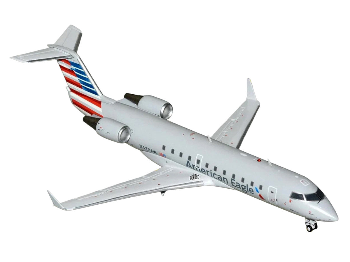 Bombardier CRJ200 Commercial Aircraft "American Eagle" (N420AW) Gray with Striped Tail "Gemini 200" Series 1/200 Diecast Model Airplane by GeminiJets-1