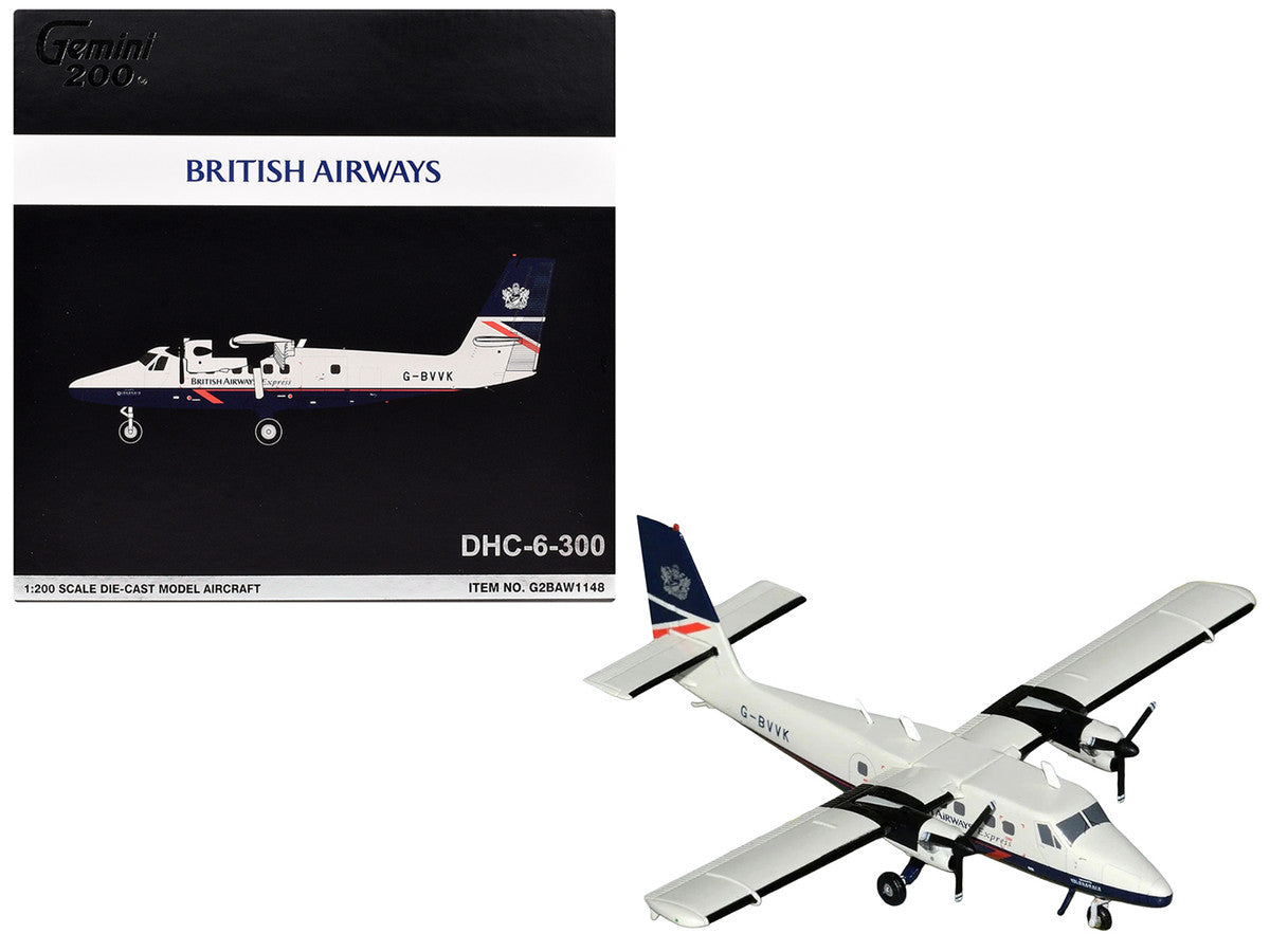 De Havilland DHC-6-300 Commercial Aircraft "British Airways Express" (N803AK) Gray with Blue Tail "Gemini 200" Series 1/200 Diecast Model Airplane by GeminiJets-0